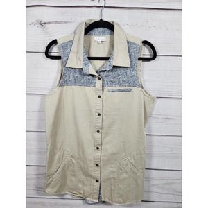 Gilded Intent Women's Button Up with Embellished Detail Shirt Size M‎